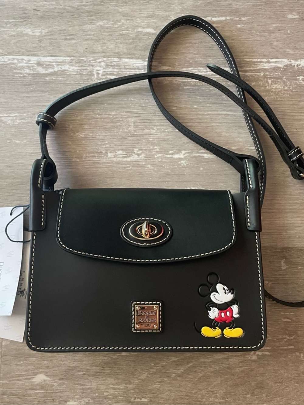 NWT Disney Parks Dooney & Burke Sweety Leather Pinky Bag in Black with Mickey